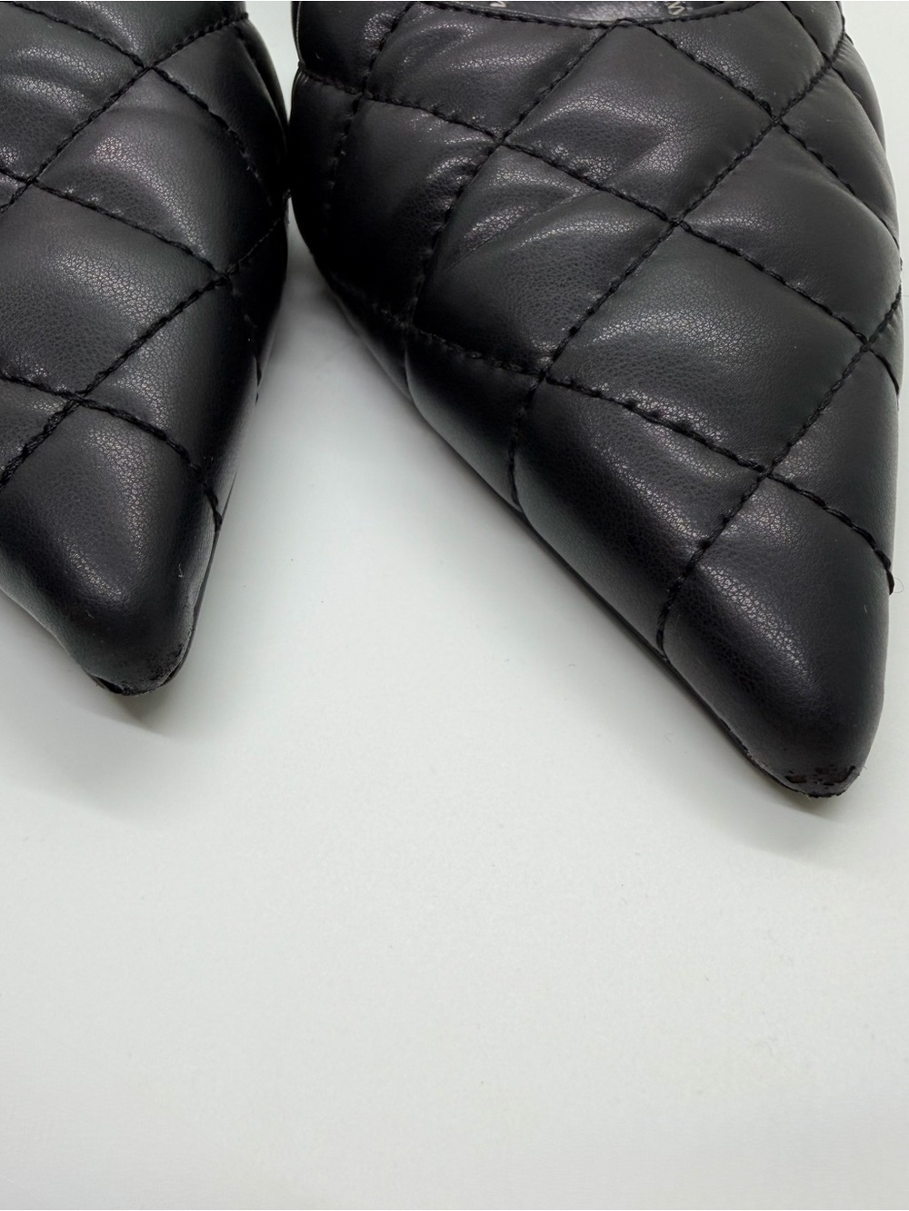 Zara Quilted Black Kitten Heels Size 38 - Picture 9 of 9